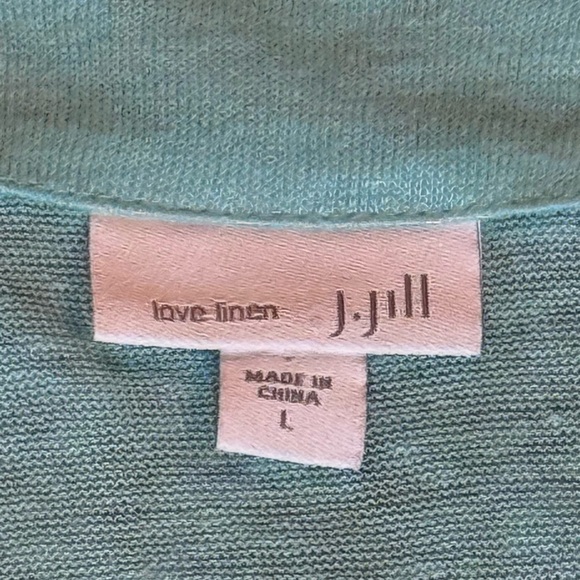 Love Linen JJill Caribbean Blue Open Front Linen Cardigan, size Large - Picture 4 of 9